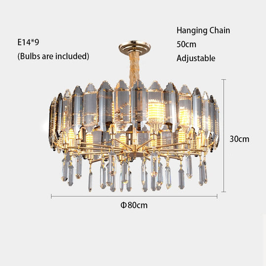 Modern Dimmable Led Chandeliers - Black Gray Crystal Lustres For Bedroom Decor &amp; Ceiling Home