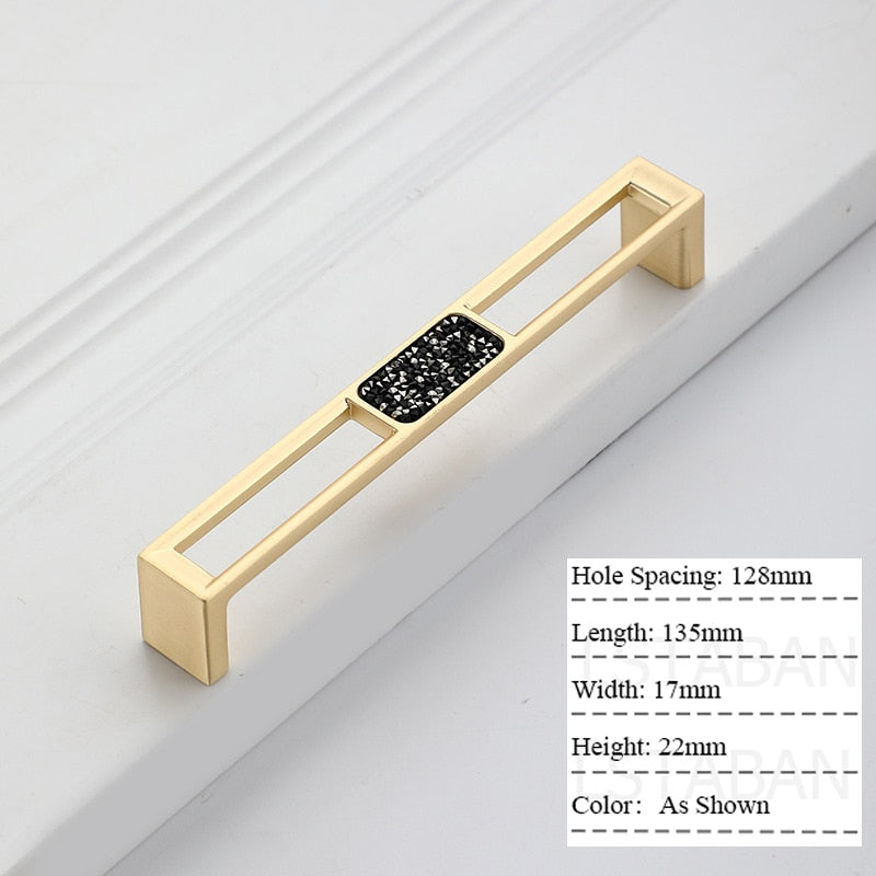 Zinc Alloy Gold Diamond Cabinet Knobs Kitchen Door Handles Drawer Cupboard Handle For Furniture