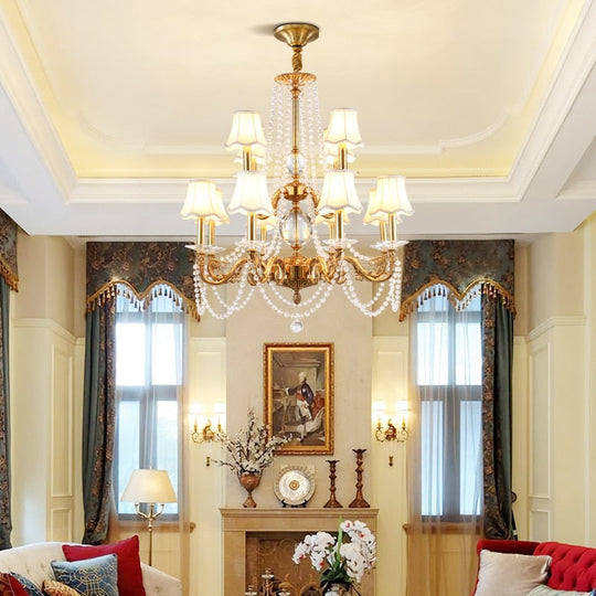 French Crystal Copper Chandelier Villa Duplex Lamp Luxury Dining Room Chandelier