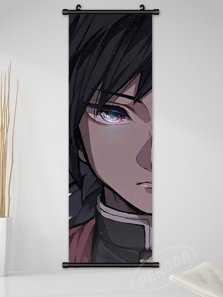 Demon Slayer Anime Scroll Art - Rengoku Kyoujurou Canvas Poster For Home Decor 25X75Cm / Green