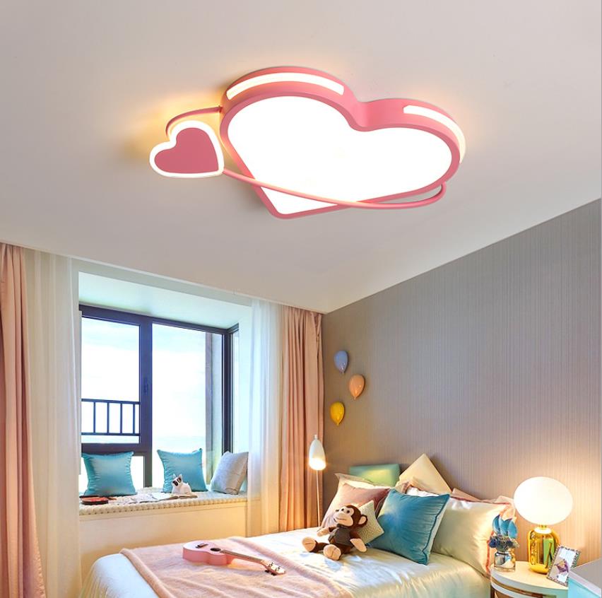 Modern Nordic Design Acrylic Led Ceiling Lights Pink Heart Indoor Lighting Lamps For Children Room