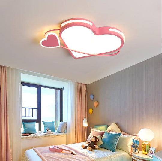 Modern Nordic Design Acrylic Led Ceiling Lights Pink Heart Indoor Lighting Lamps For Children Room