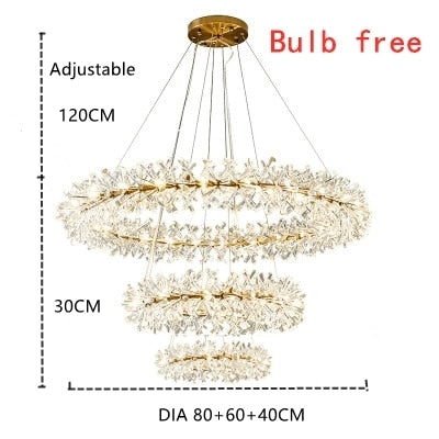 Luxurious Crystal Flower Ceiling Chandelier - Led Indoor Lighting For Home Decoration Dia80Cm 60Cm
