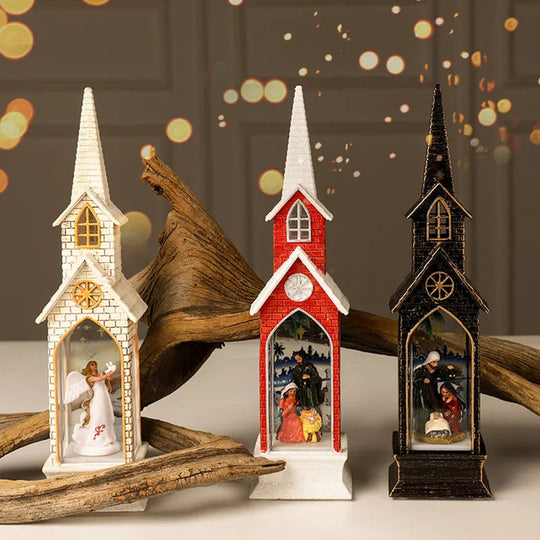 Christmas Decoration Led Electronics Wind Lantern Small Church Ornament Catholic Angel Jesus Holy