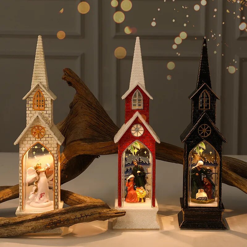 Christmas Decoration Led Electronics Wind Lantern Small Church Ornament Catholic Angel Jesus Holy