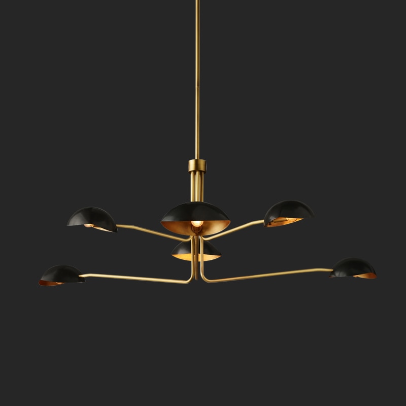 Neoclassical Inspired Copper Toned Modern American Italian Designer Chandelier With Retro Appeal