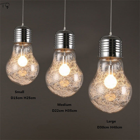 Nordic Individual Big Bulb Led Glass Pendant Lights Modern Simple Creative Restaurant Bedroom