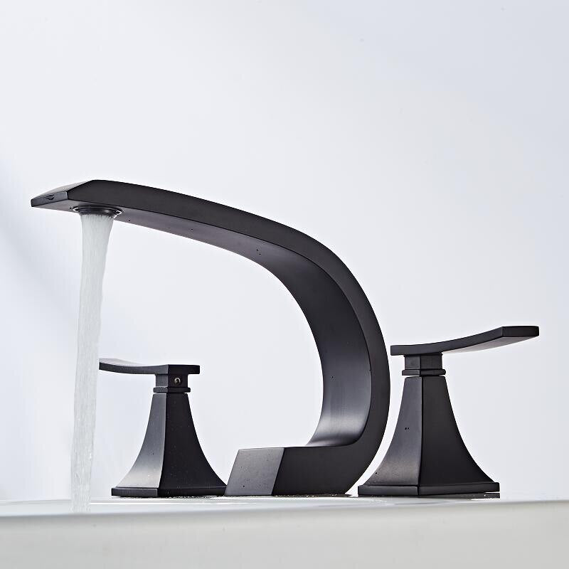 Bathroom Faucet Rose Gold Widespread Basin Black Tap Luxury Mixer Hot And Cold Shower Room Sink