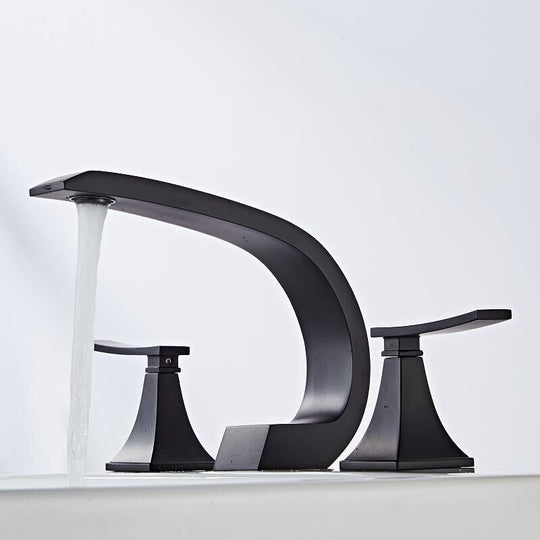 Bathroom Faucet Rose Gold Widespread Basin Black Tap Luxury Mixer Hot And Cold Shower Room Sink