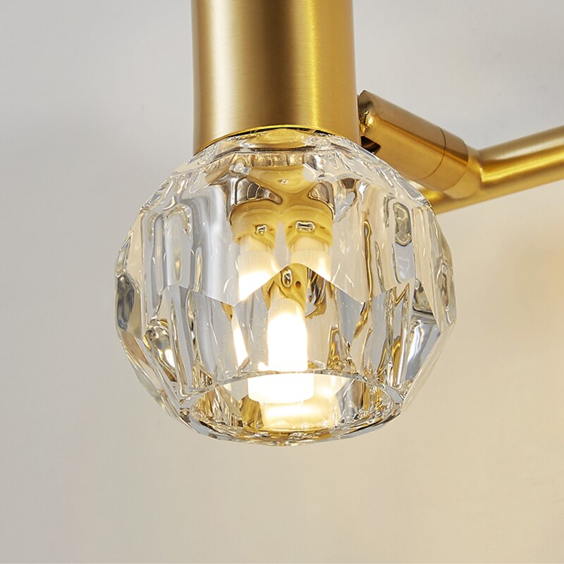 Modern Copper Crystal Mirror Light Luxury Gold Simple Bathroom Toilet Washstand Vanity Lamp Bedroom