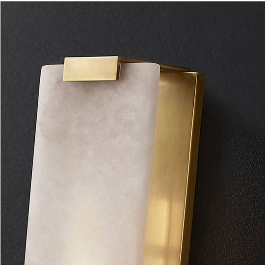 Rectangle Natural Marble Led Wall Lights Copper Foyer Bedside Aisle Indoor Lamp Gold Black Sconce