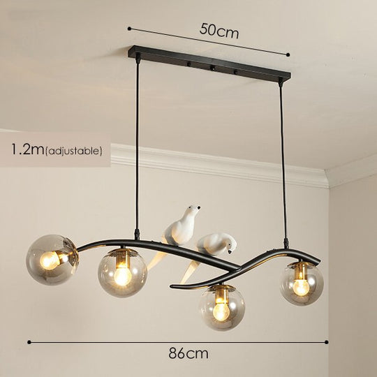 Nordic Modern Bird Pendant Lights White Glass Ball B Type - Black / Cold White Lighting