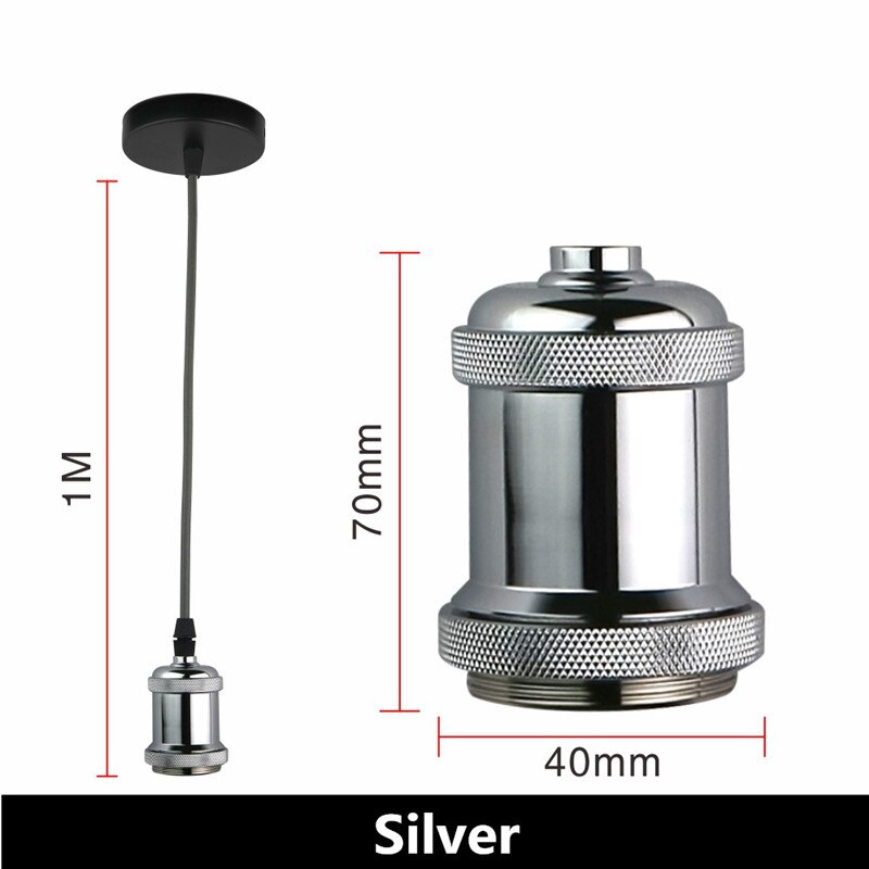 Retro Vintage Pendant Lights - E27/E26 Lamp Holder Socket Sliver Set / E27 Light