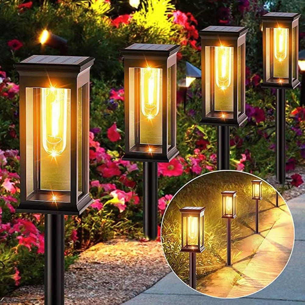 Solar Outdoor Garden Light Waterproof Pathway Tungsten Landscape Warm White Night For Lawn Patio
