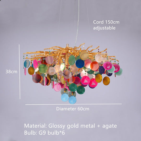 Beautiful Natural Agate Pendant Lights Foyer Bedroom Restaurant Hanging Lamp Gold Metal G4 Bulb Home