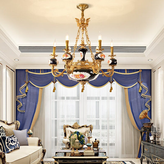 French Classical Style Full Copper Chandelier Hotel Villa Hall Luxury Exquisite Black Classic