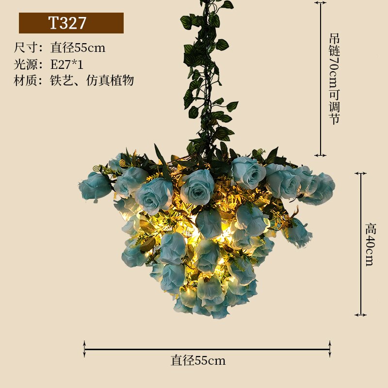 Nordic Rose Pendant Light Personality Creative Coffee Shop Lamp Simulation Plant Cafe Restaurant