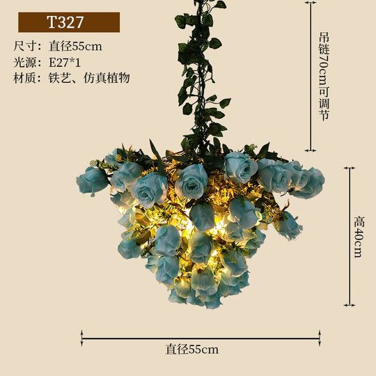 Nordic Rose Pendant Light Personality Creative Coffee Shop Lamp Simulation Plant Cafe Restaurant