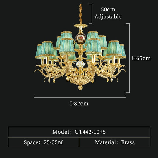French Palace Decorative Lighting Living Room Pendant Lamp Beside Luxury Chandelier Brass Antique