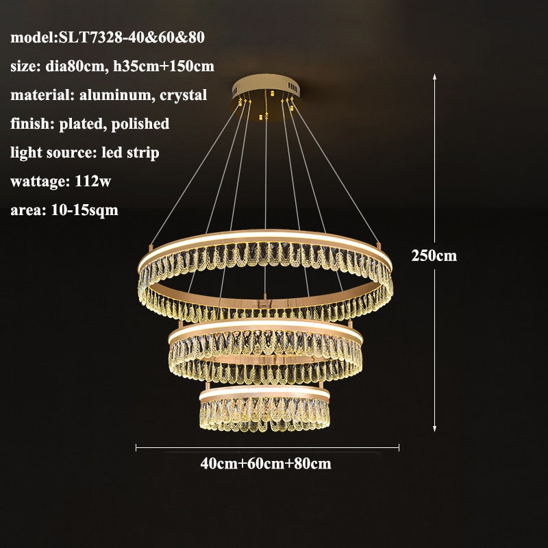 Duplex Nordic 5 Layer Led Luxury Crystal Designer Chandelier Lustre Lighting Modern New Style