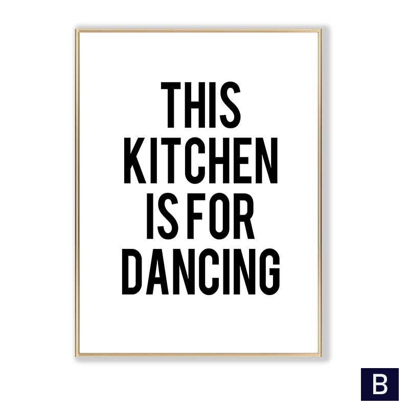 Black White Canvas Painting Nordic Kitchen Quotes Wall Posters Art Prints Pictures For Dining Room