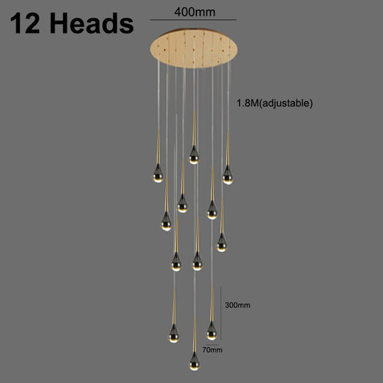 Black Staircase Led Pendant Ligh Modern Living Room Loft Hanging Lamp Villa Hotel Apartment Long