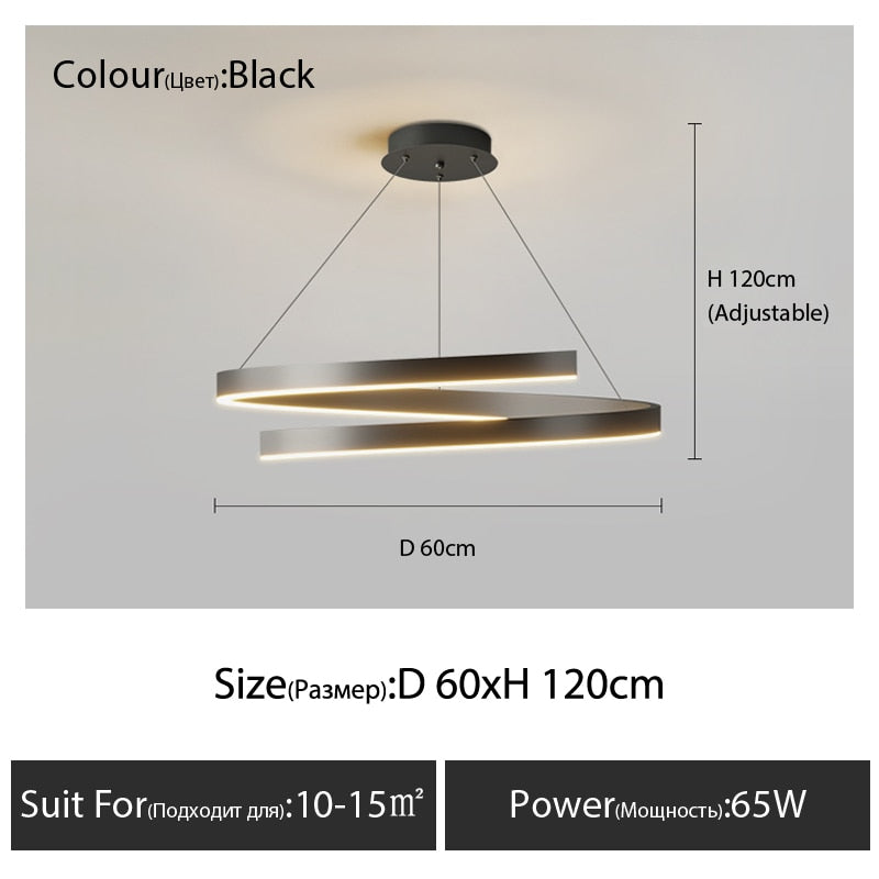Dining Room Chandelier Master Bedroom Light Modern Minimalist Living Dining Table Round Lamps Black