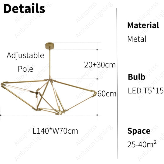 Nordic Simplicity: Geometric Line Led Chandeliers For Minimalist Spaces 15 Lights / Warm Yellow