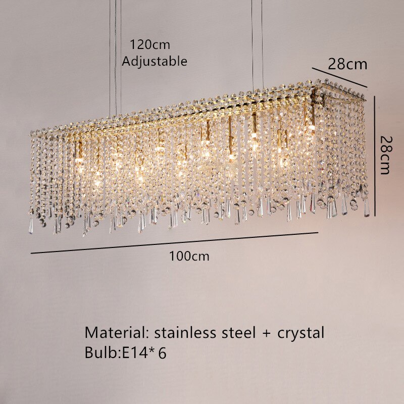 Modern Crystal Chandelier For Parlor Dining Room Kitchen Bedroom Lighting Fixtures E14 Bulb Gold