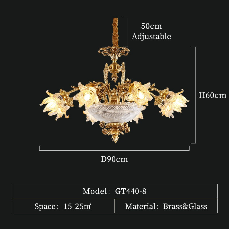 European New Design Led Glass Lampshade Light Brass Pendant Home Living Dining Room Chandelier