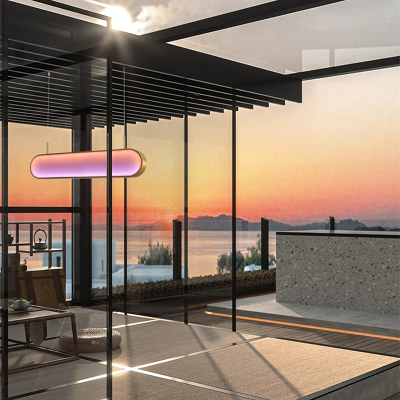 New Led Chandelier Remote Control For Bedroom Restaurant Bar Sunset Setting Sun Free Color