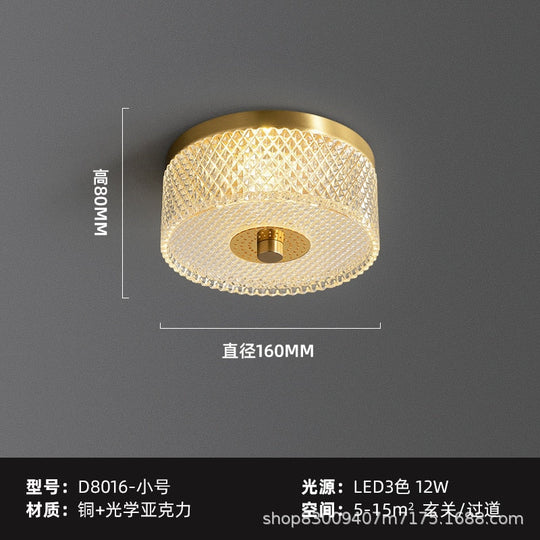 New Round Ceiling Lamp Led Light Luxury All - Copper Lamps For Living Room Restaurant Aisle Sun