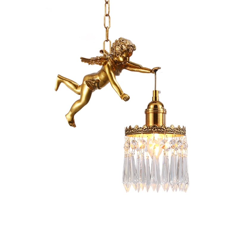 Celeste - European Cupid Hanging Single Lamp Small Crystal Bedside Danish Stair Cluster Pendant