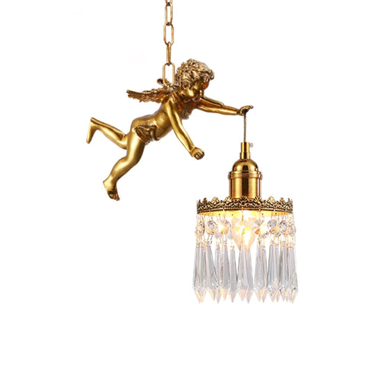 Celeste - European Cupid Hanging Single Lamp Small Crystal Bedside Danish Stair Cluster Pendant