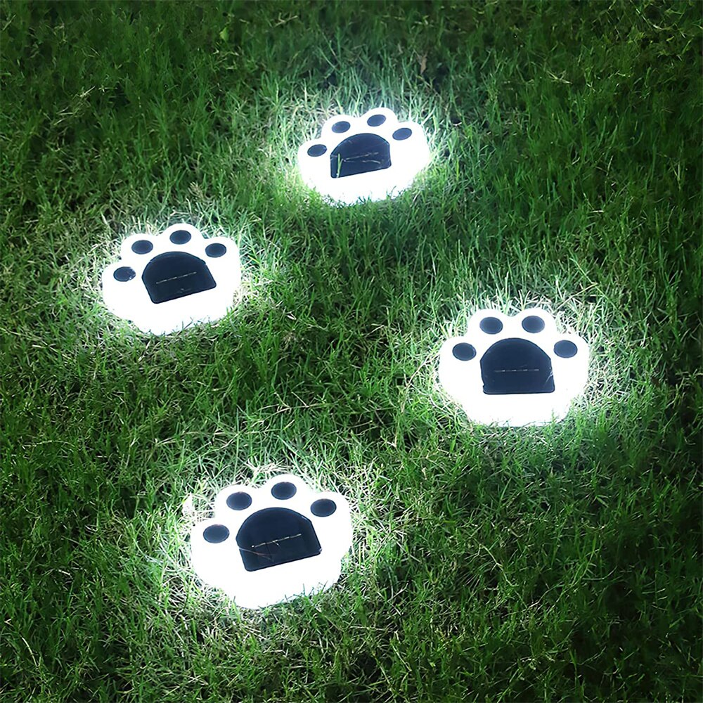 1/4Pcs Waterproof Led Solar Bear Paw Ground Light Outdoor Street Garden Wall Lamp Path Decoration