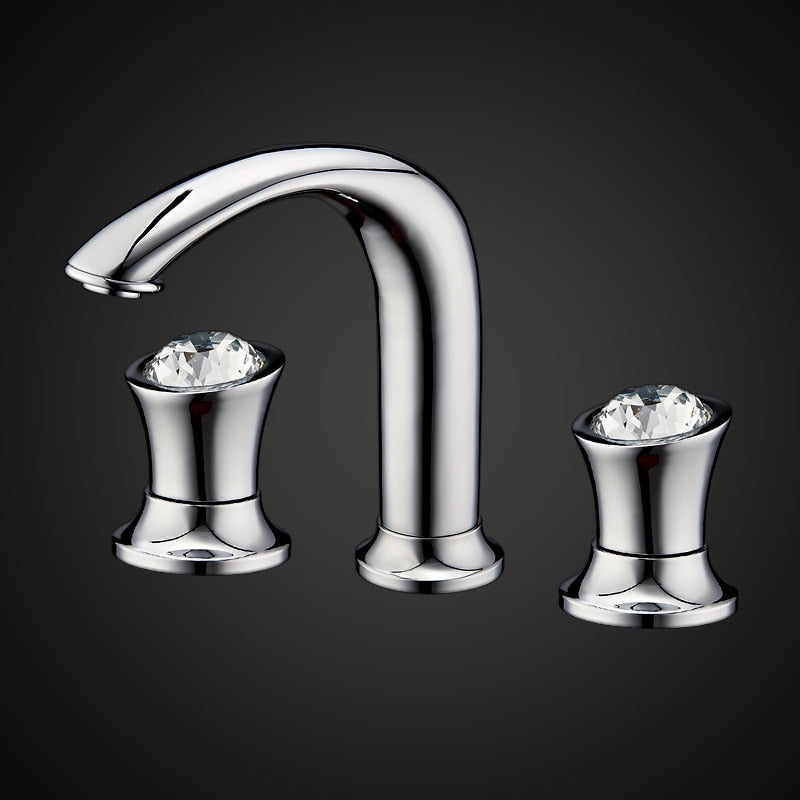 Basin Faucets Rose Gold Brass Bathroom Sink Holes Double Handle Luxury Bathbasin Bathtub Taps Hot