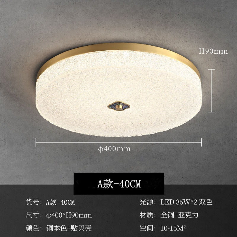 New Round Ceiling Lamp Led Light Luxury All - Copper Lamps For Living Room Restaurant Aisle Sun