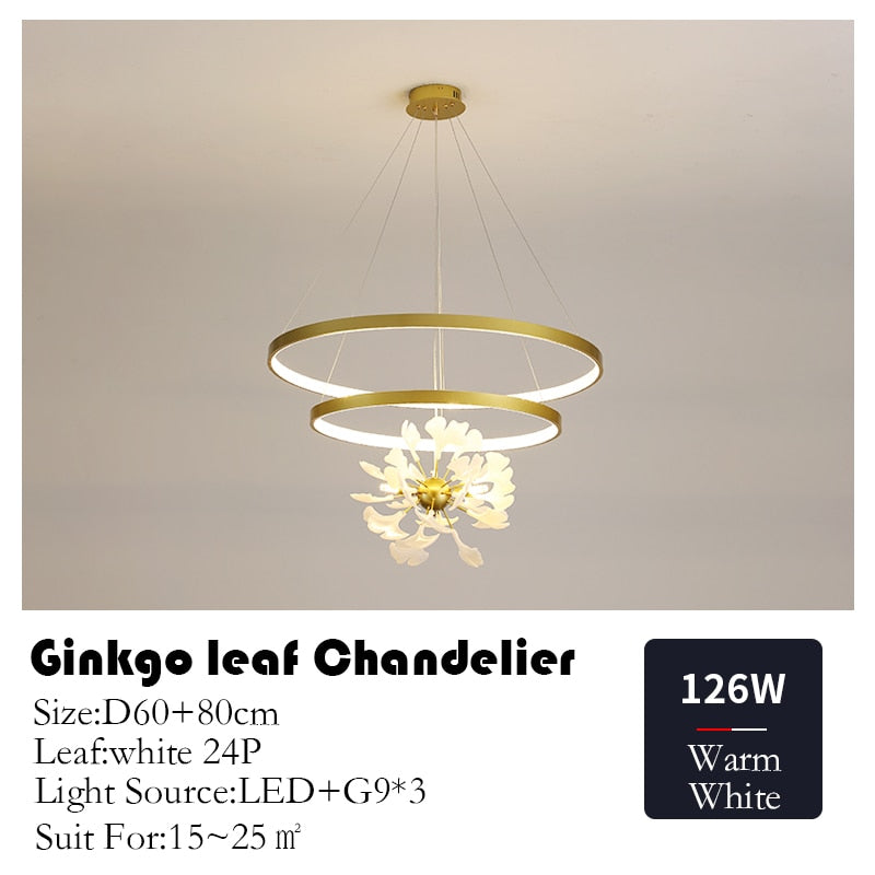Nordic Minimalist Pendant Lights Living Room Geometric Line Ginkgo Lamp Simple Modern Luxury