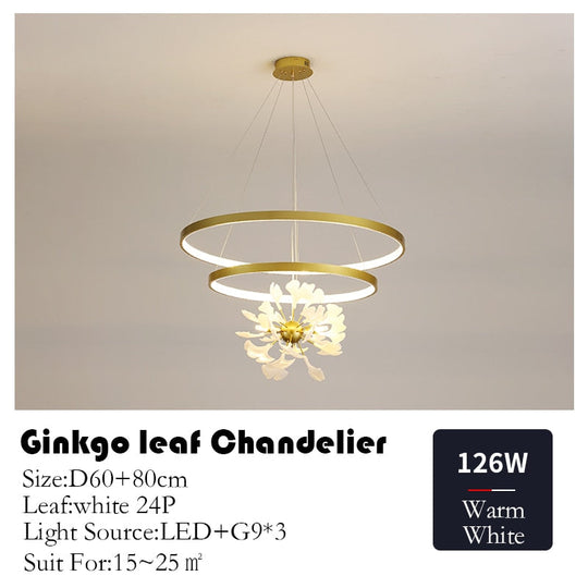 Nordic Minimalist Pendant Lights Living Room Geometric Line Ginkgo Lamp Simple Modern Luxury