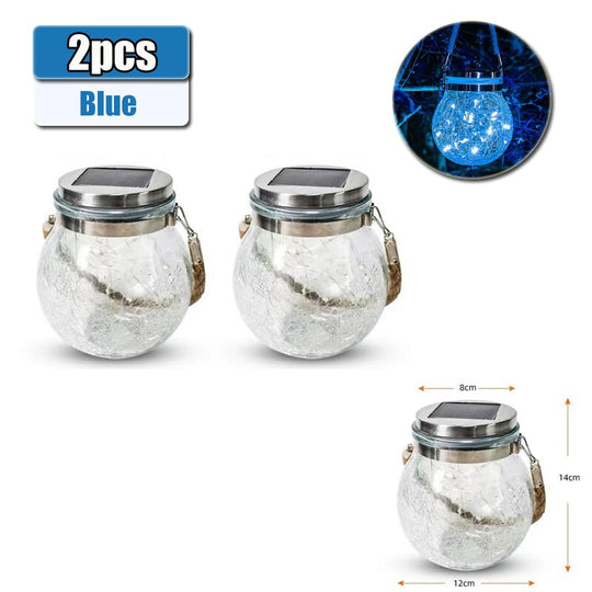 Solar Glass Crack Lights: Distinctive Fairy Lighting For Gazebos And Patios Blue 2Pcs Lights