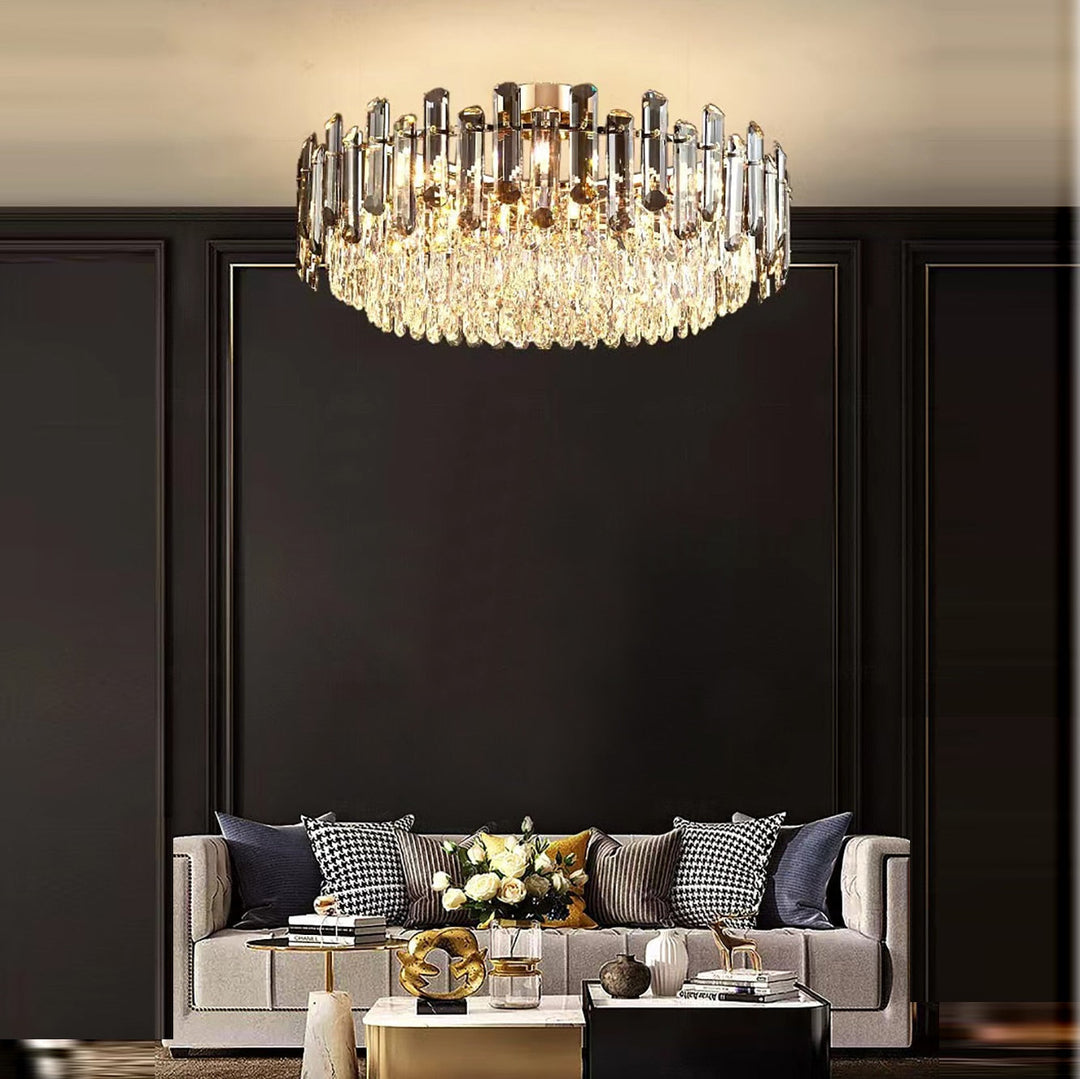 Modern Crystal Led Luxury Ceiling Lights - Round Lamps For Indoor Home Lighting &amp; Living Room Decor