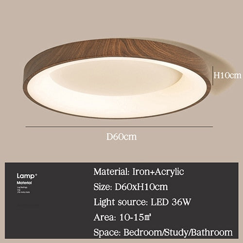 Led Ceiling Lamp For Living Room Bedroom Imitation Wood Grain Light Round Rectangle Square Decor