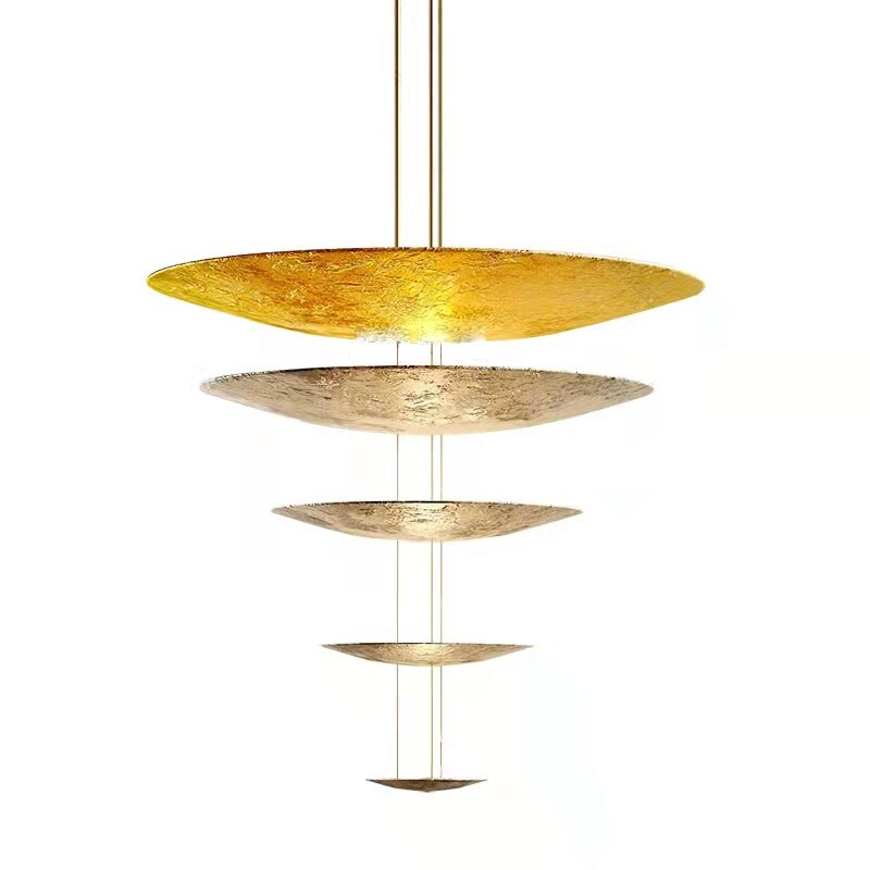 Art Deco Gold Round Pendant Lights Hotel Hall Foyer Shop Hanging Lamp Wire Adjustable Glittering