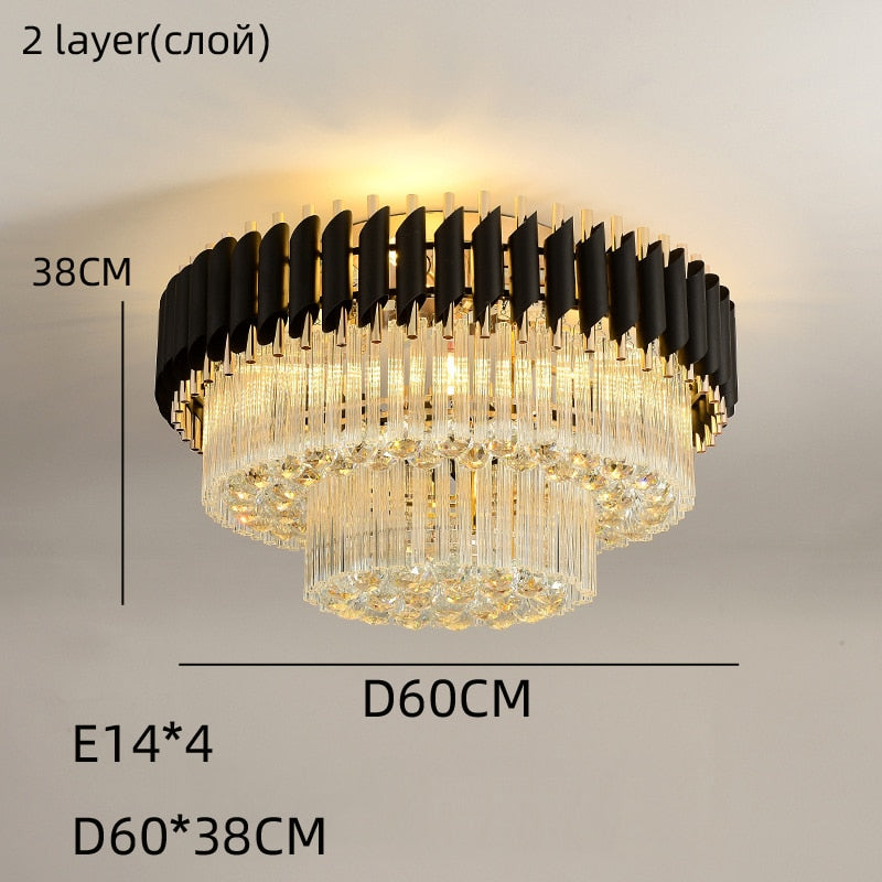 Luxury Rectangular Crystal Ceiling Lamp - Dazzling Large - Scale Lighting For Elite Living Rooms &amp;