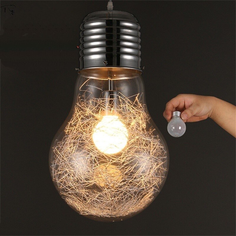 Nordic Individual Big Bulb Led Glass Pendant Lights Modern Simple Creative Restaurant Bedroom