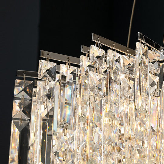 Oval Dining Room Chandelier Crystal Led Hanging Lamp Modern Creative Home Decor Lighting Fixture