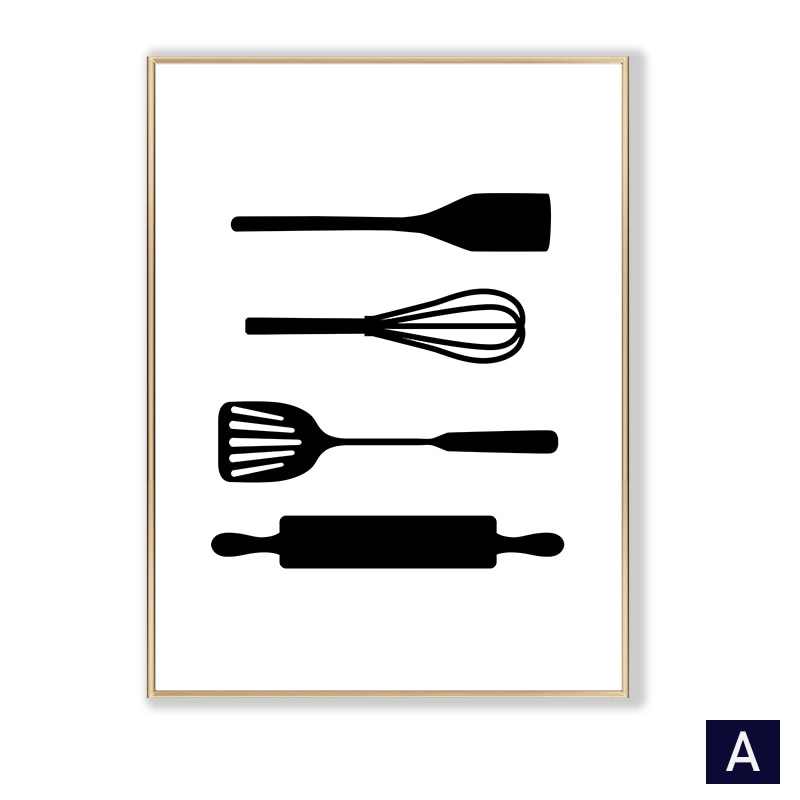 Black White Canvas Painting Nordic Kitchen Quotes Wall Posters Art Prints Pictures For Dining Room