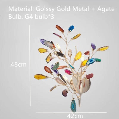 Beautiful Natural Agate Pendant Lights Foyer Bedroom Restaurant Hanging Lamp Gold Metal G4 Bulb Home