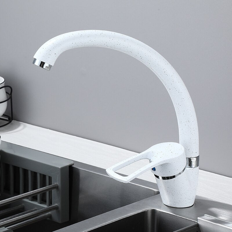 Polished Kitchen Basin Faucet Cold And Hot Chrome Black 360 Rotating Single Handle Torneira Home