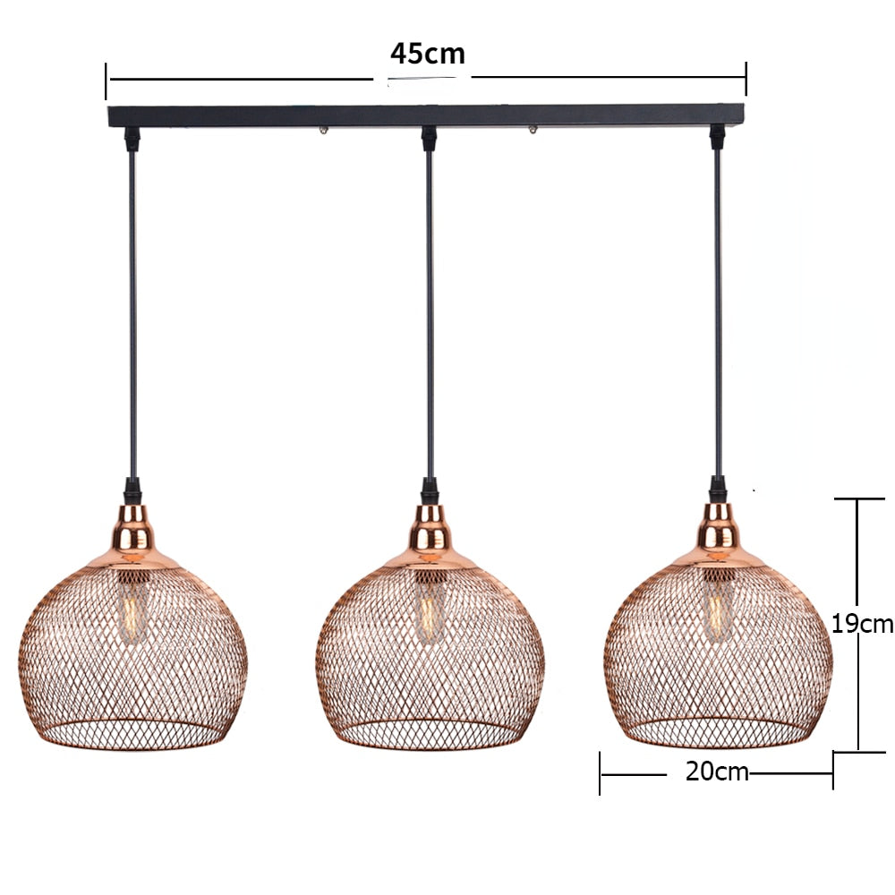 Nordic Restaurant Bar Lighting Living Room Walkway Retro Rose Gold Bird Cage Creative Light Fixture